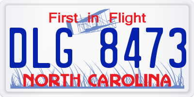 NC license plate DLG8473