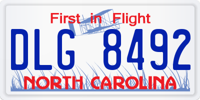 NC license plate DLG8492
