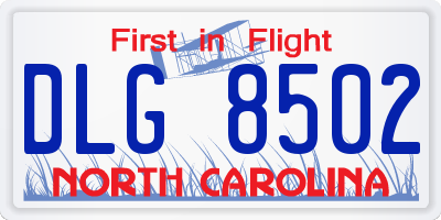 NC license plate DLG8502