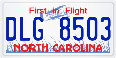 NC license plate DLG8503