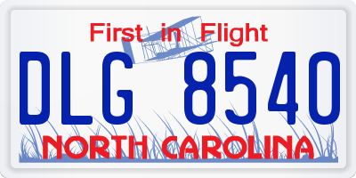 NC license plate DLG8540