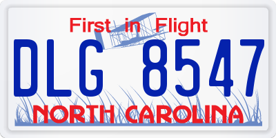 NC license plate DLG8547