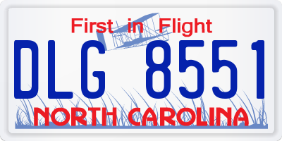 NC license plate DLG8551