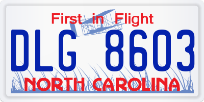 NC license plate DLG8603