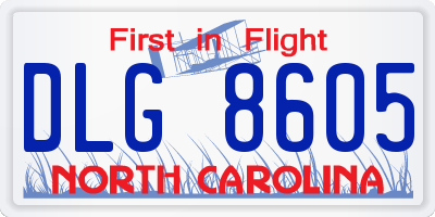 NC license plate DLG8605