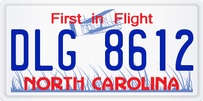 NC license plate DLG8612