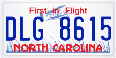 NC license plate DLG8615