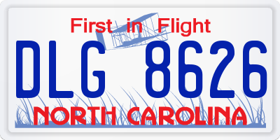 NC license plate DLG8626