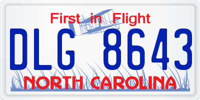 NC license plate DLG8643