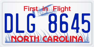 NC license plate DLG8645