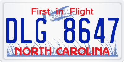 NC license plate DLG8647