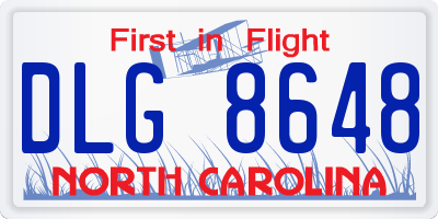 NC license plate DLG8648