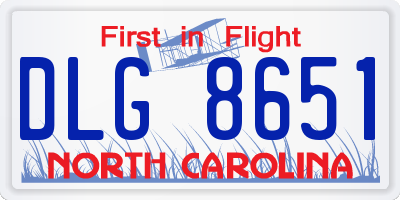 NC license plate DLG8651
