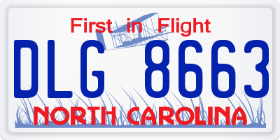 NC license plate DLG8663