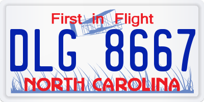 NC license plate DLG8667