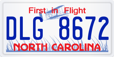 NC license plate DLG8672