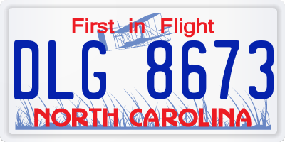 NC license plate DLG8673