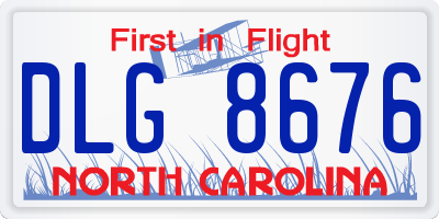 NC license plate DLG8676