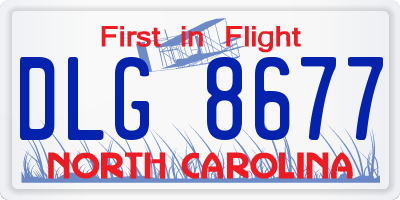 NC license plate DLG8677