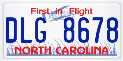 NC license plate DLG8678