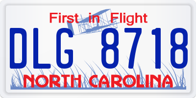 NC license plate DLG8718
