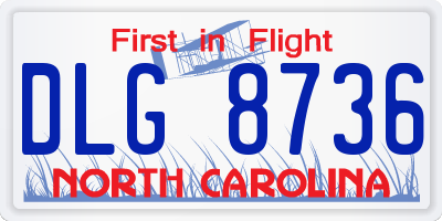 NC license plate DLG8736