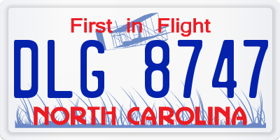 NC license plate DLG8747