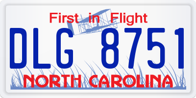 NC license plate DLG8751