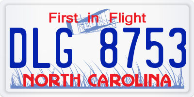 NC license plate DLG8753