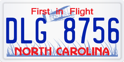 NC license plate DLG8756