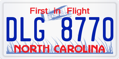 NC license plate DLG8770