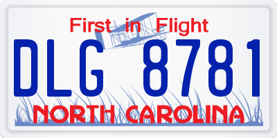 NC license plate DLG8781