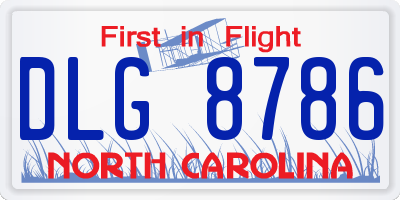 NC license plate DLG8786