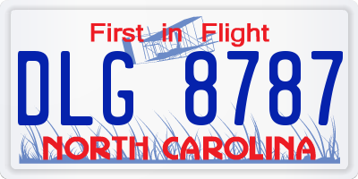 NC license plate DLG8787