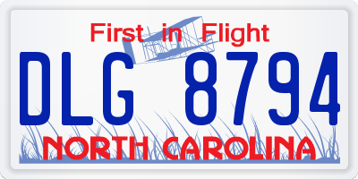 NC license plate DLG8794