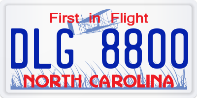 NC license plate DLG8800