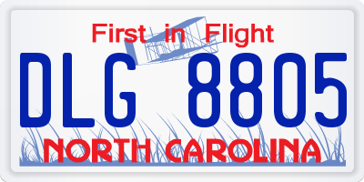 NC license plate DLG8805