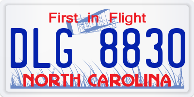 NC license plate DLG8830