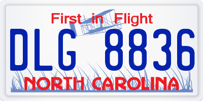NC license plate DLG8836