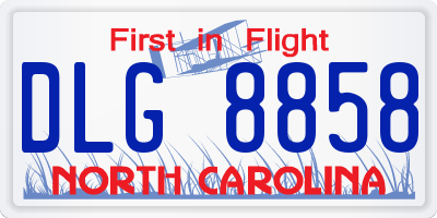 NC license plate DLG8858