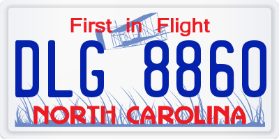 NC license plate DLG8860