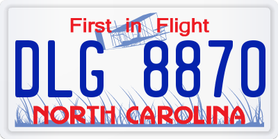 NC license plate DLG8870
