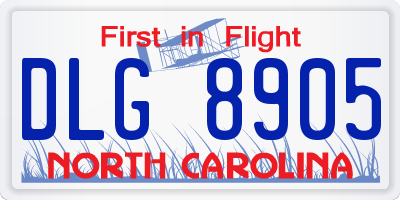 NC license plate DLG8905