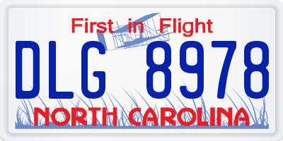 NC license plate DLG8978
