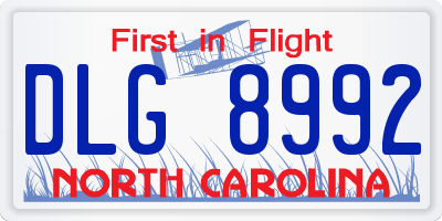 NC license plate DLG8992