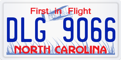 NC license plate DLG9066