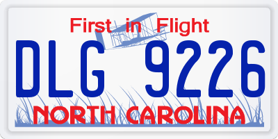 NC license plate DLG9226