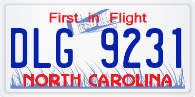 NC license plate DLG9231