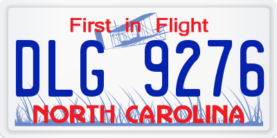 NC license plate DLG9276