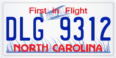 NC license plate DLG9312